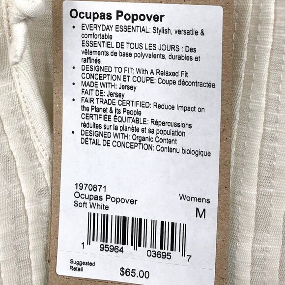 PRANA Women's Ocupas Popover Top Medium Soft White Pintuck Short Sleeve NWT - Picture 9 of 11